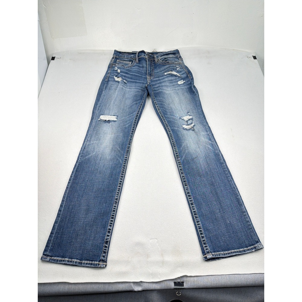 BKE Jake Bootcut Jeans Mens 31x34 Medium Wash Distressed Denim Blue Pants